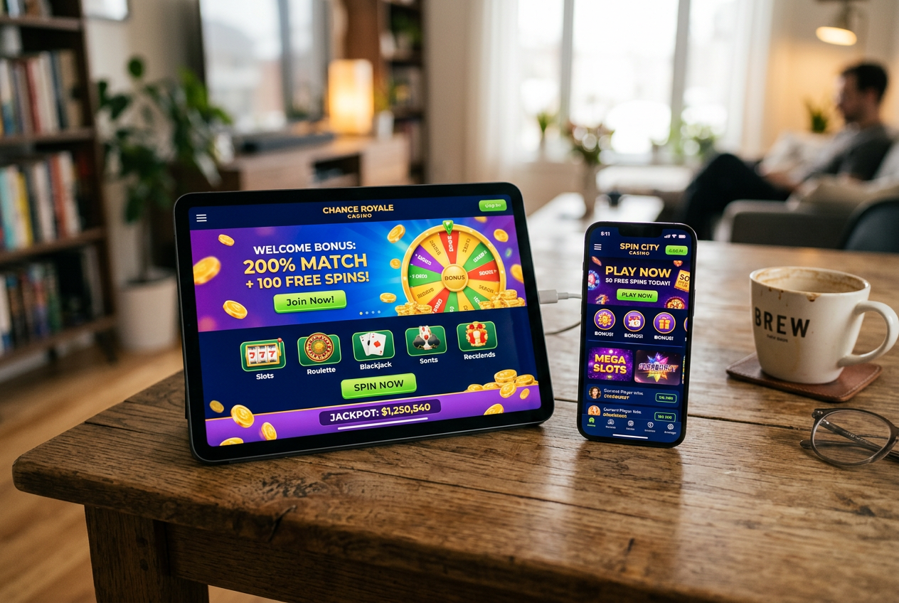 Σύγκριση προσφορών καζίνο σε tablet και smartphone.
